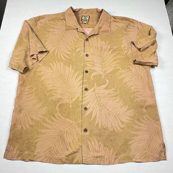 Tommy Bahama Mens Silk Button Up Camp Shirt Leaf Print Short Sleeve Aloha XL - Picture 1 of 9